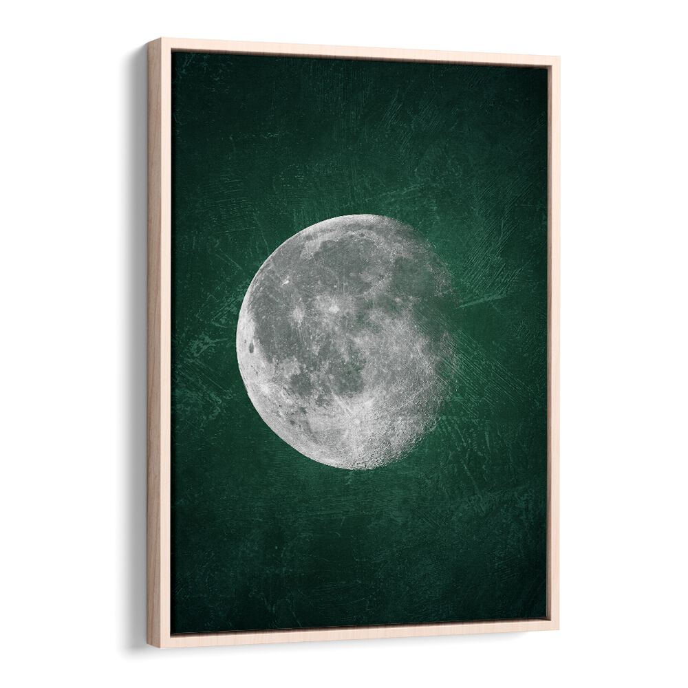 jade moon ii geometric paintings in Oak Wood Floater Frame