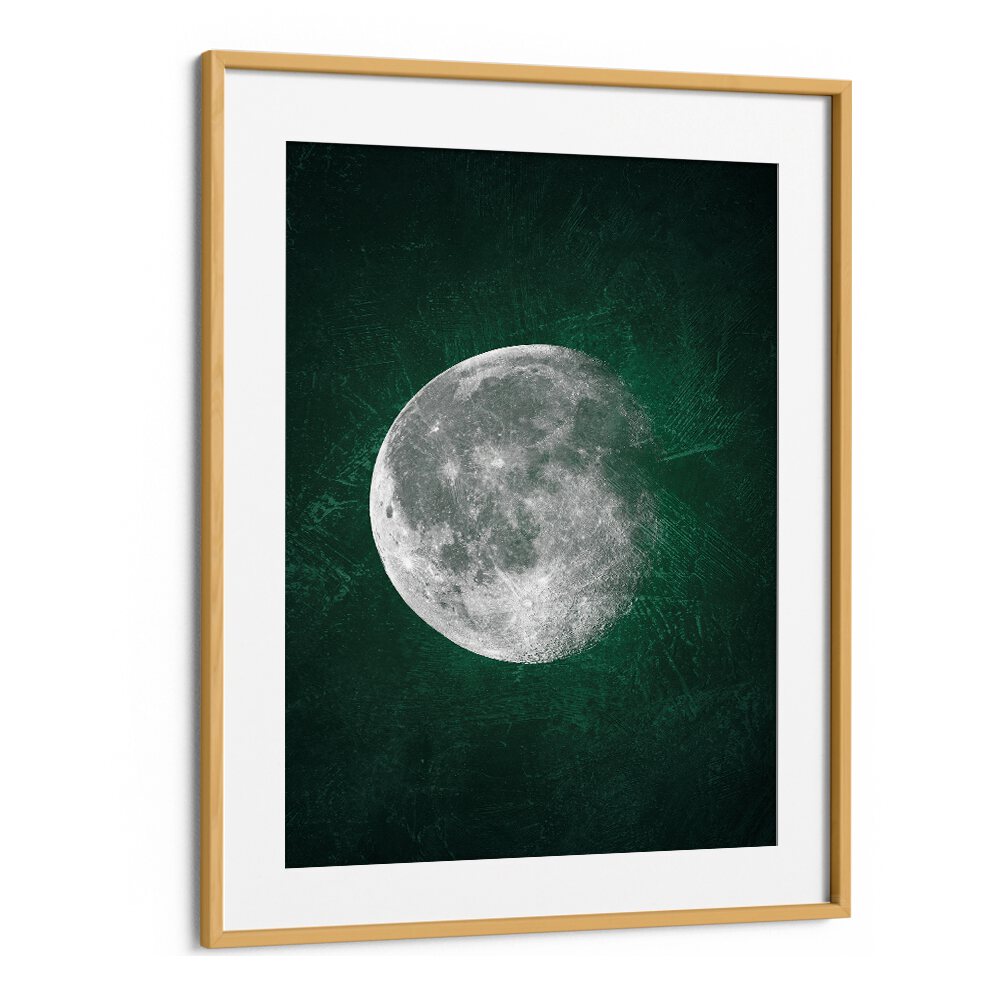 jade moon ii geometric paintings in Oak Wood Frame With Mount