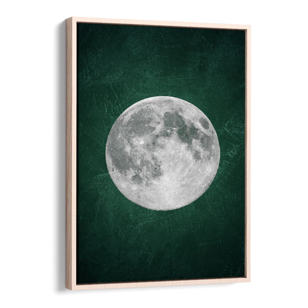 jade moon iii geometric paintings in Oak Wood Floater Frame