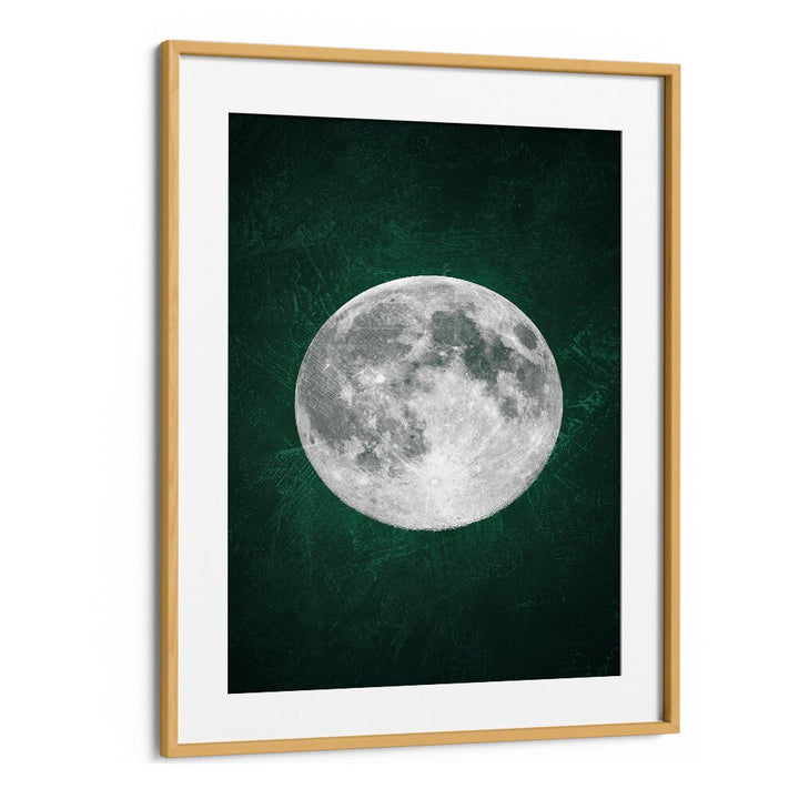 jade moon iii geometric paintings in Oak Wood Frame With Mount