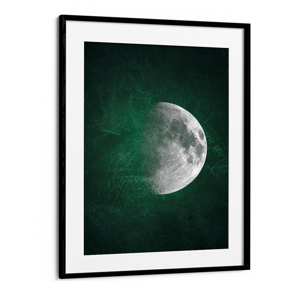 jade moon iv geometric paintings in Black Frame With Mount