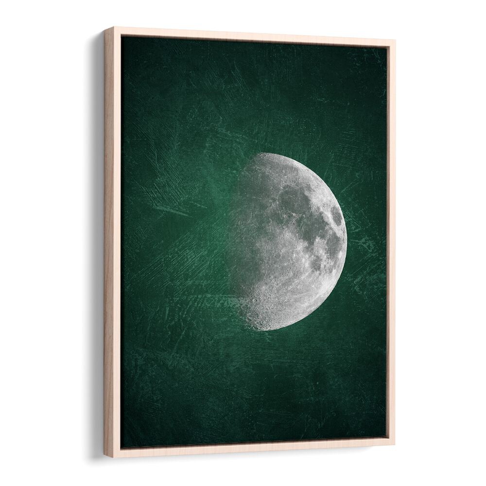 jade moon iv geometric paintings in Oak Wood Floater Frame