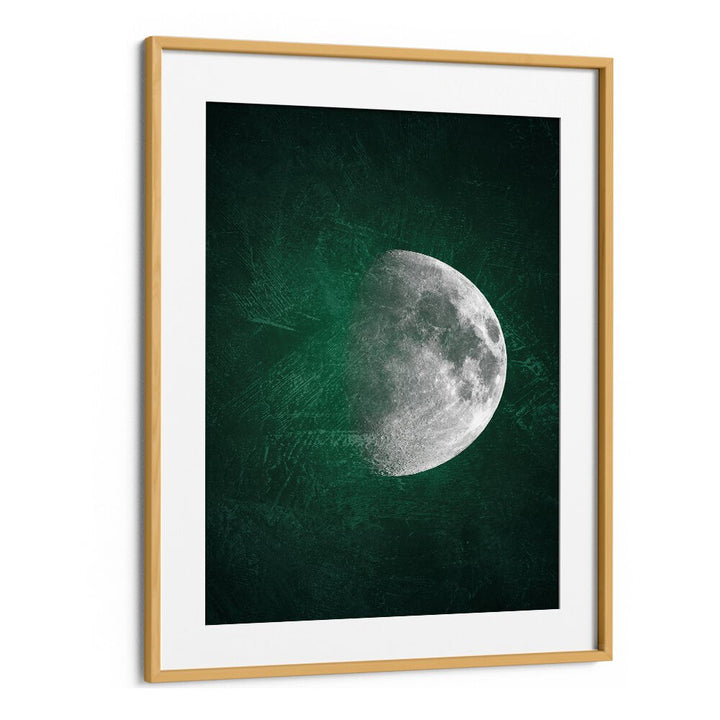 jade moon iv geometric paintings in Oak Wood Frame With Mount