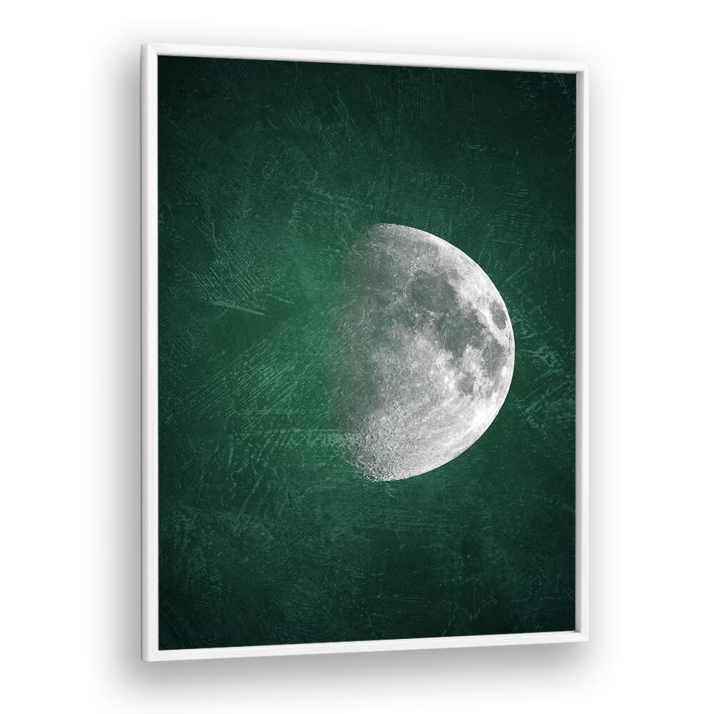 jade moon iv geometric paintings in White Plain Frame