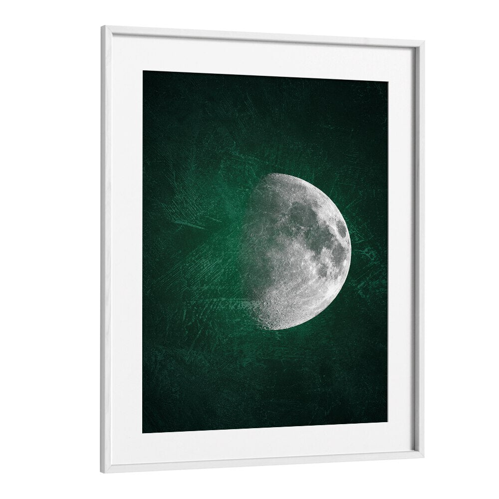 jade moon iv geometric paintings in White Frame With Mount