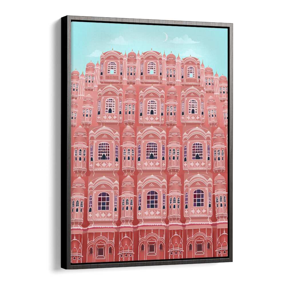 jaipur by petra lidze travel posters in Black Floater Frame