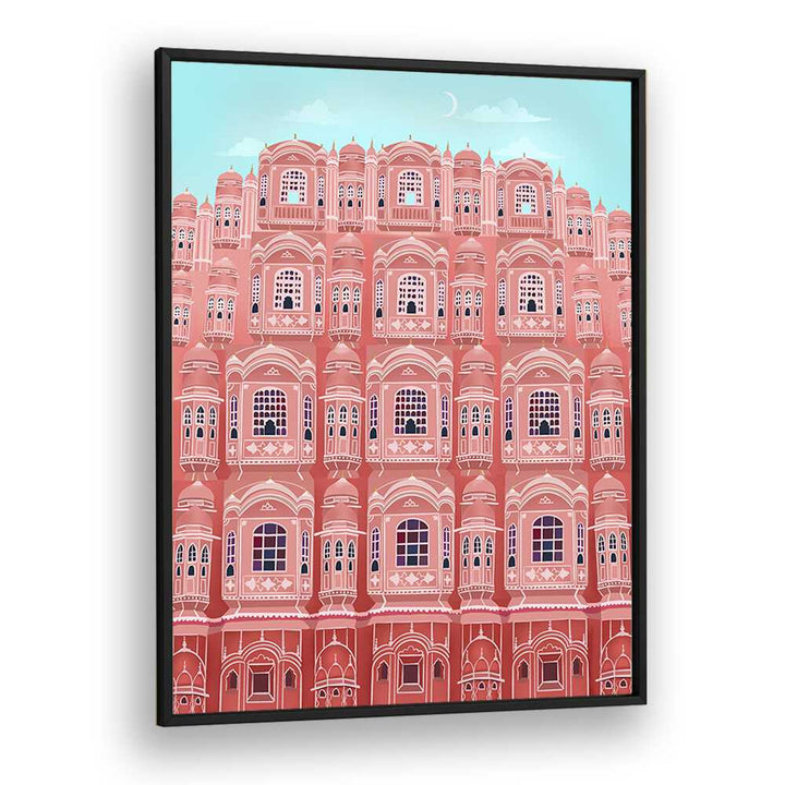 jaipur by petra lidze travel posters in Black Plain Frame