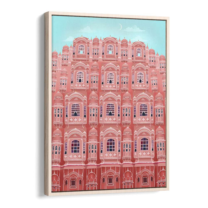 jaipur by petra lidze travel posters in Oak Wood Floater Frame