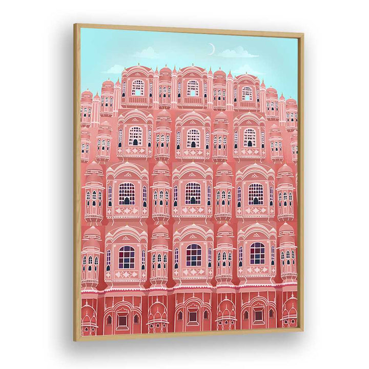 jaipur by petra lidze travel posters in Oak Wood Plain Frame