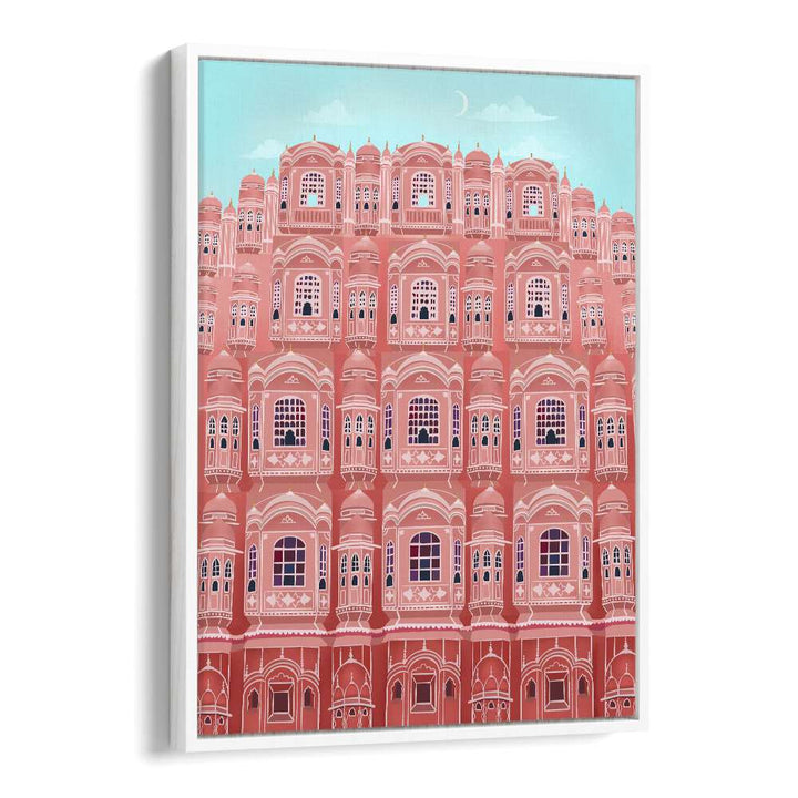 jaipur by petra lidze travel posters in White Floater Frame