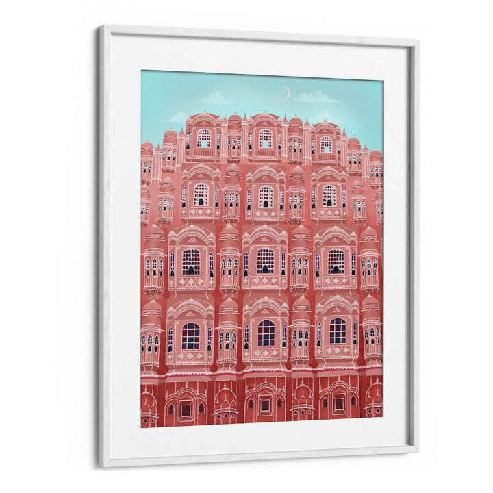 jaipur by petra lidze travel posters in White Frame With Mount