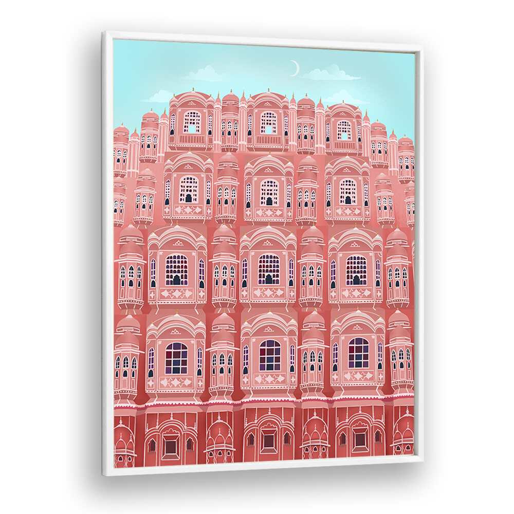 jaipur by petra lidze travel posters in White Plain Frame