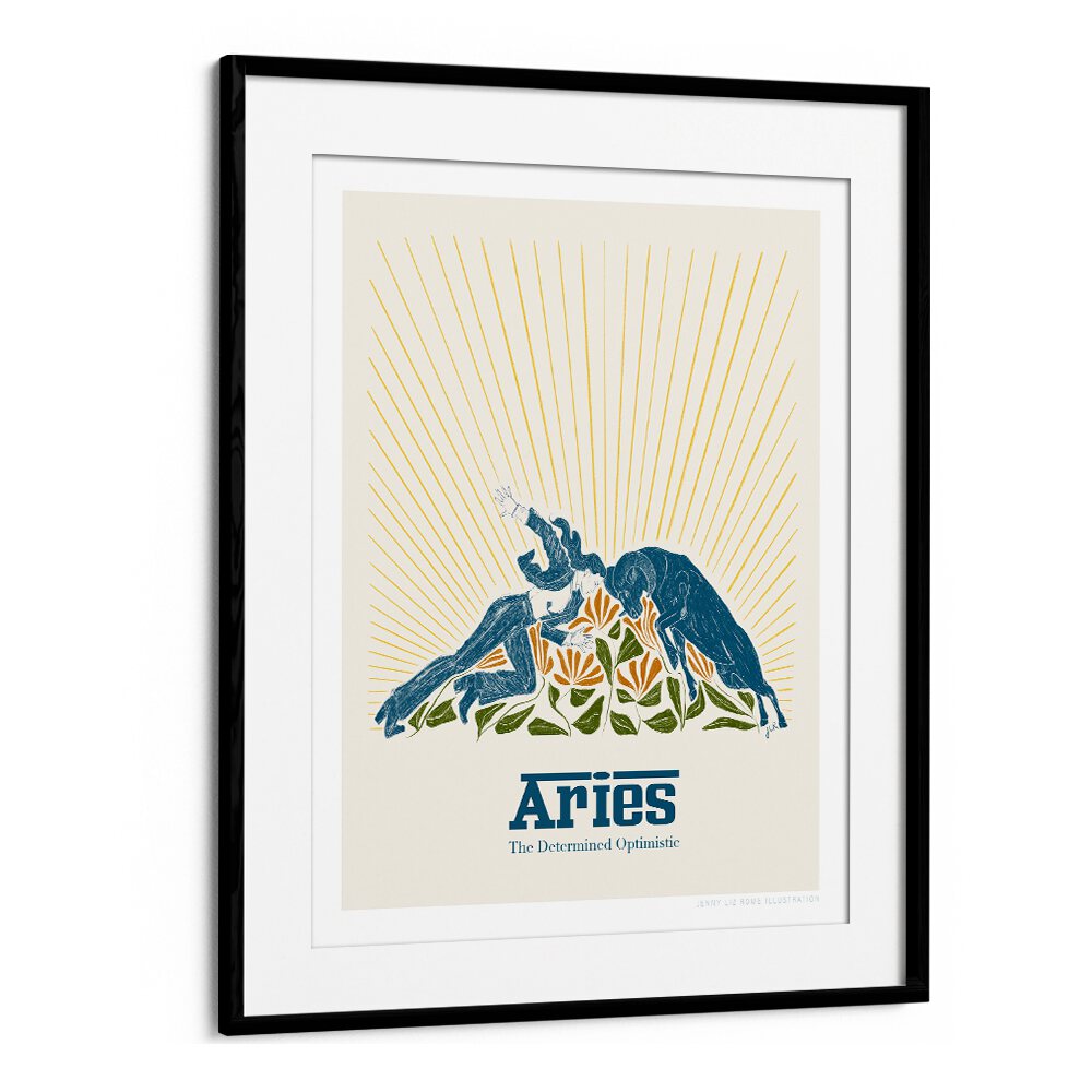 jlr aries portraits-figurative illustrations in Black Frame With Mount