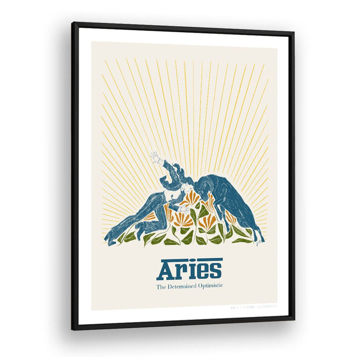 jlr aries portraits-figurative illustrations in Black Plain Frame