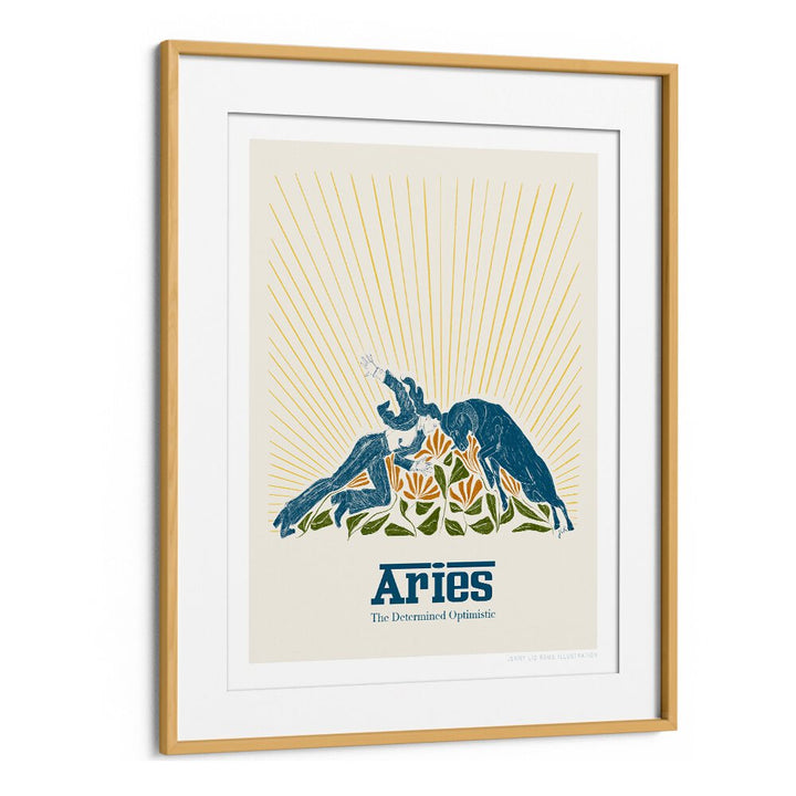 jlr aries portraits-figurative illustrations in Oak Wood Frame With Mount