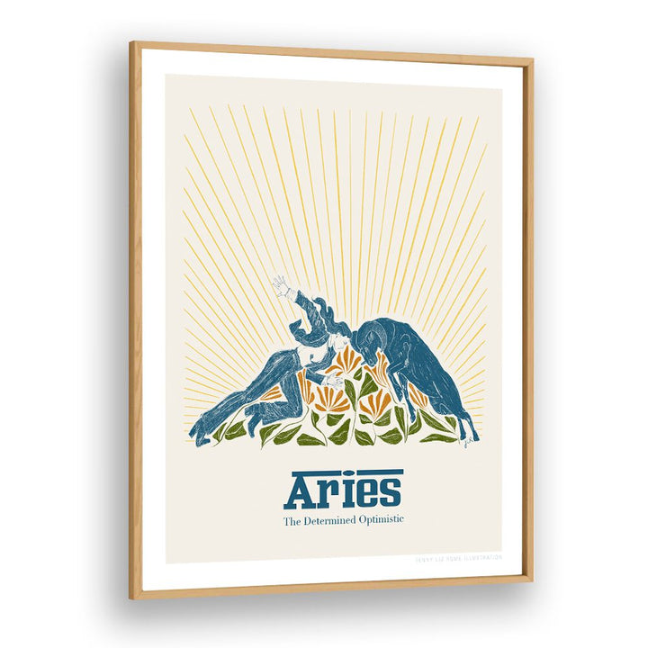 jlr aries portraits-figurative illustrations in Oak Wood Plain Frame