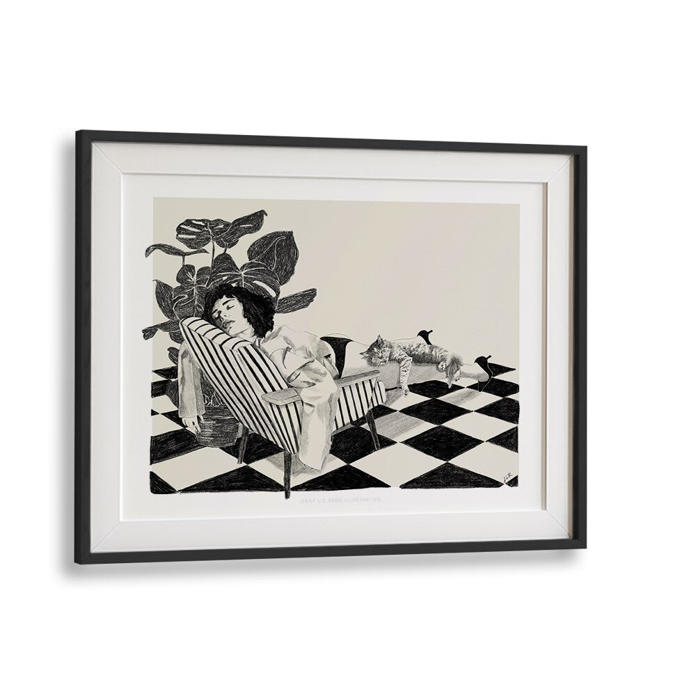 jlr attheendoftheday  portraits & figurative illustrations in Black Frame With Mount