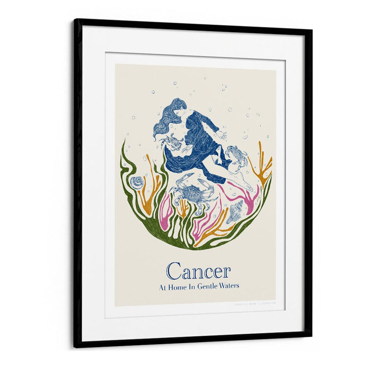 jlr cancer portraits-figurative illustrations in Black Frame With Mount