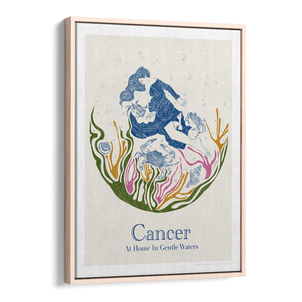 jlr cancer portraits-figurative illustrations in Oak Wood Floater Frame