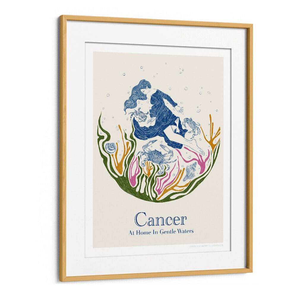 jlr cancer portraits-figurative illustrations in Oak Wood Frame With Mount