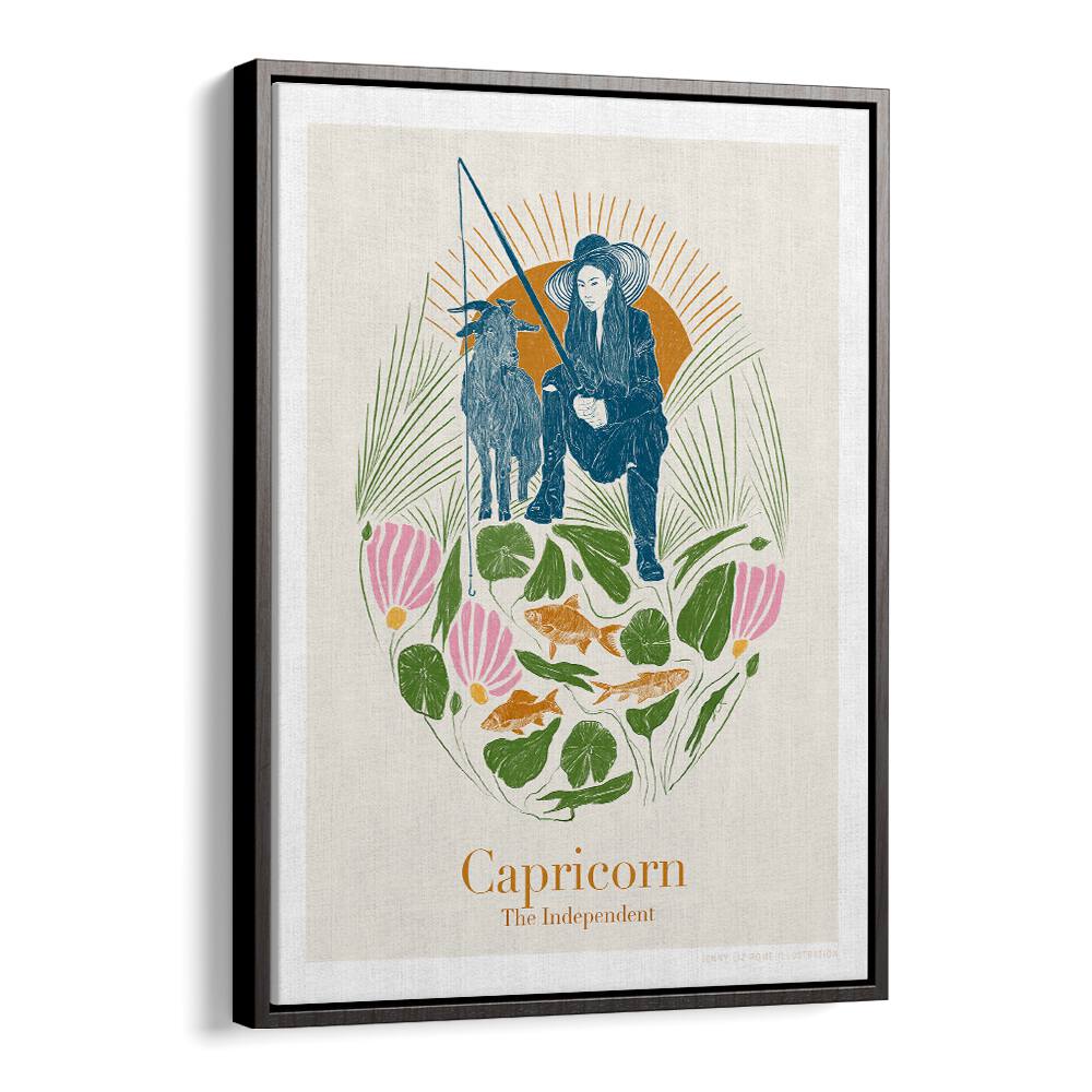 jlr capricorn portraits-figurative illustrations in Black Floater Frame