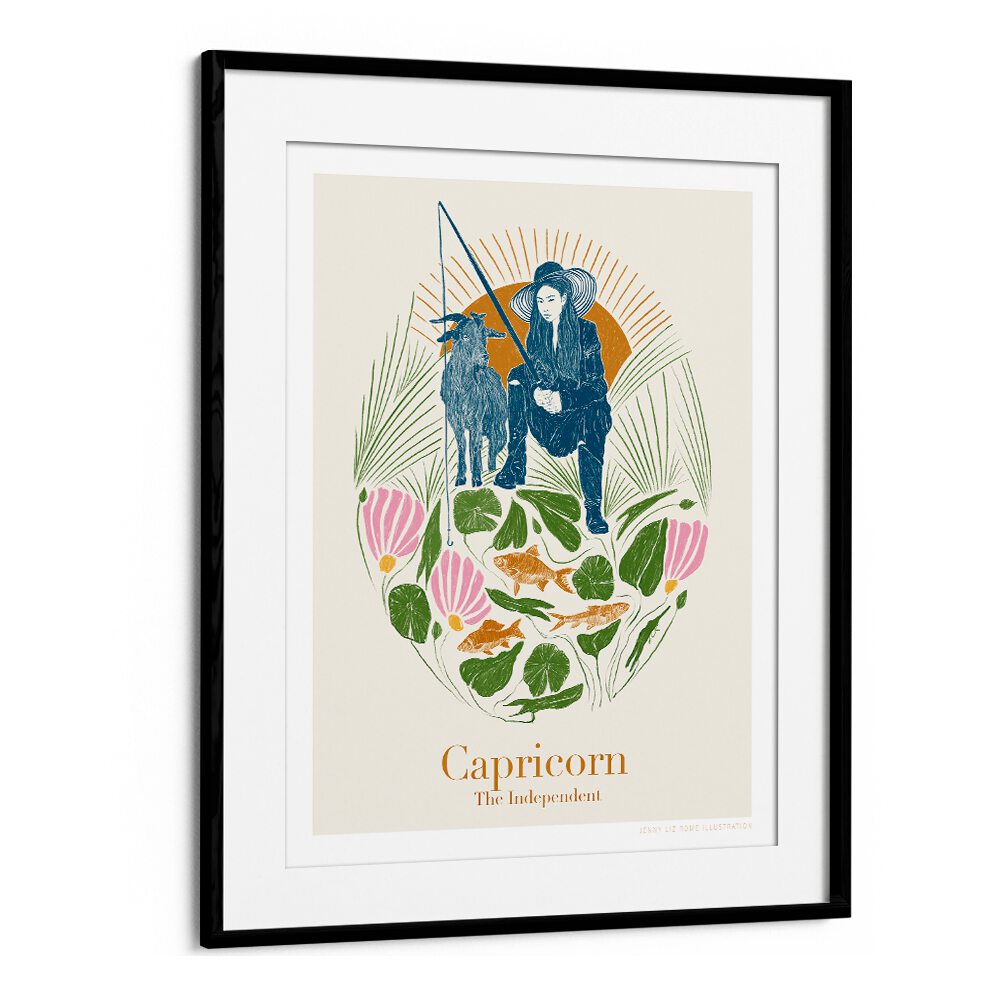 jlr capricorn portraits-figurative illustrations in Black Frame With Mount