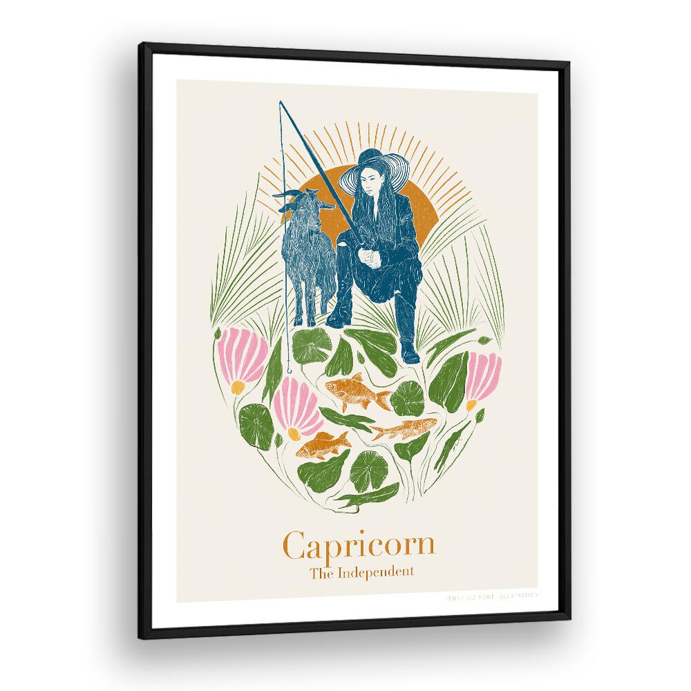 jlr capricorn portraits-figurative illustrations in Black Plain Frame