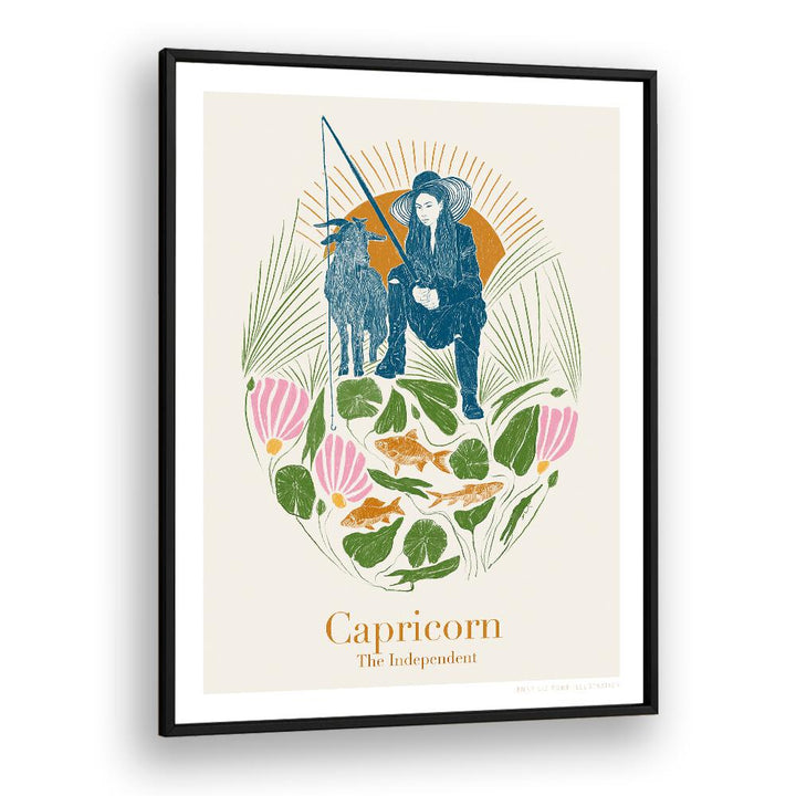 jlr capricorn portraits-figurative illustrations in Black Plain Frame