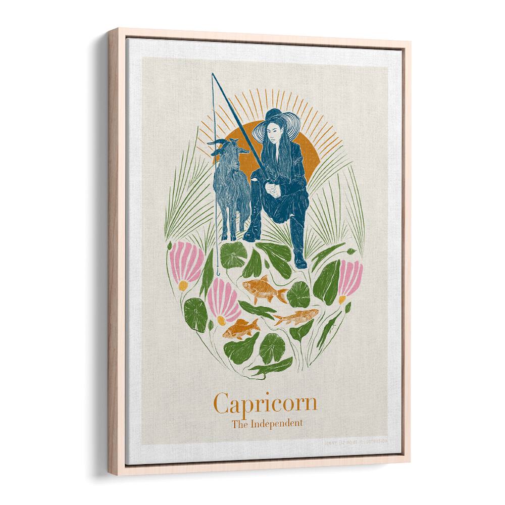 jlr capricorn portraits-figurative illustrations in Oak Wood Floater Frame