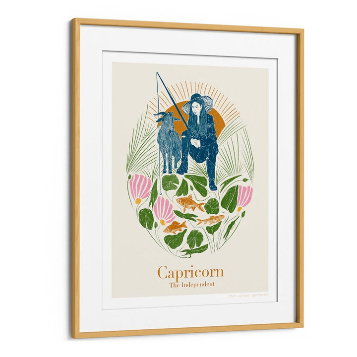 jlr capricorn portraits-figurative illustrations in Oak Wood Frame With Mount