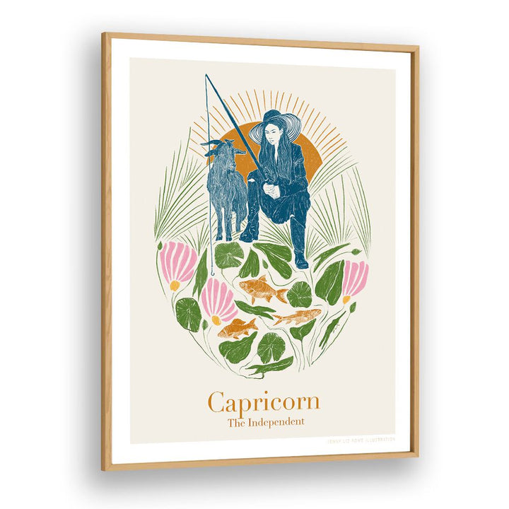 jlr capricorn portraits-figurative illustrations in Oak Wood Plain Frame