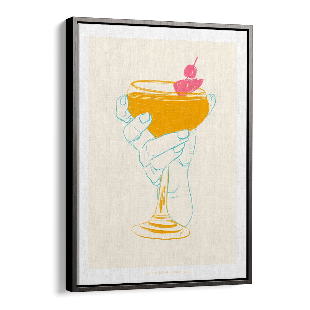 jlr cocktail i cafe art prints in Black Floater Frame