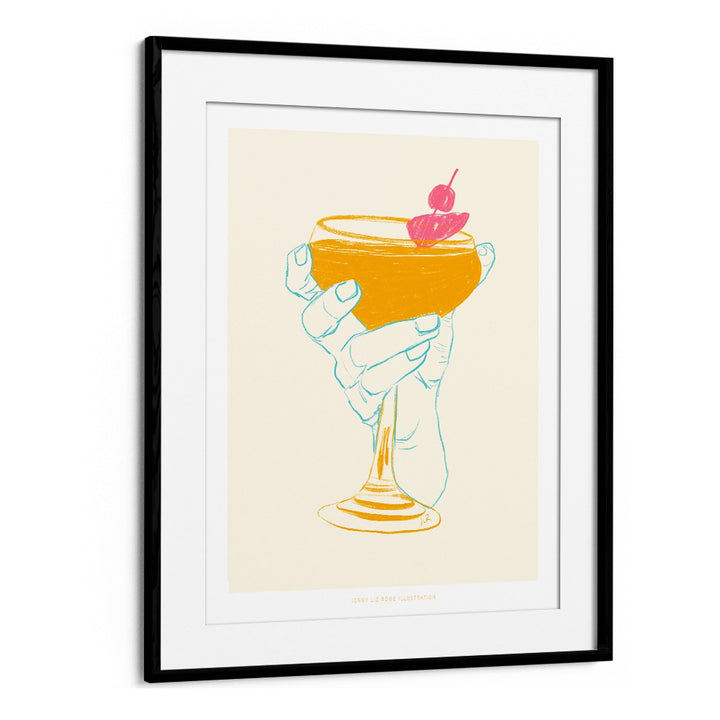 jlr cocktail i cafe art prints in Black Frame With Mount