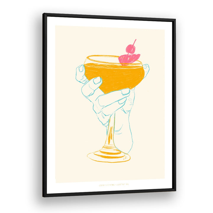 jlr cocktail i cafe art prints in Black Plain Frame