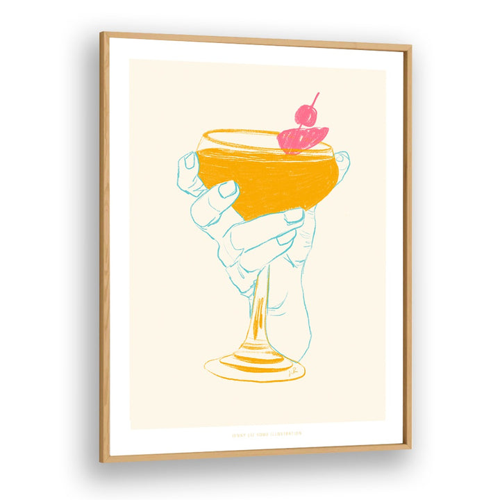 jlr cocktail i cafe art prints in Oak Wood Plain Frame