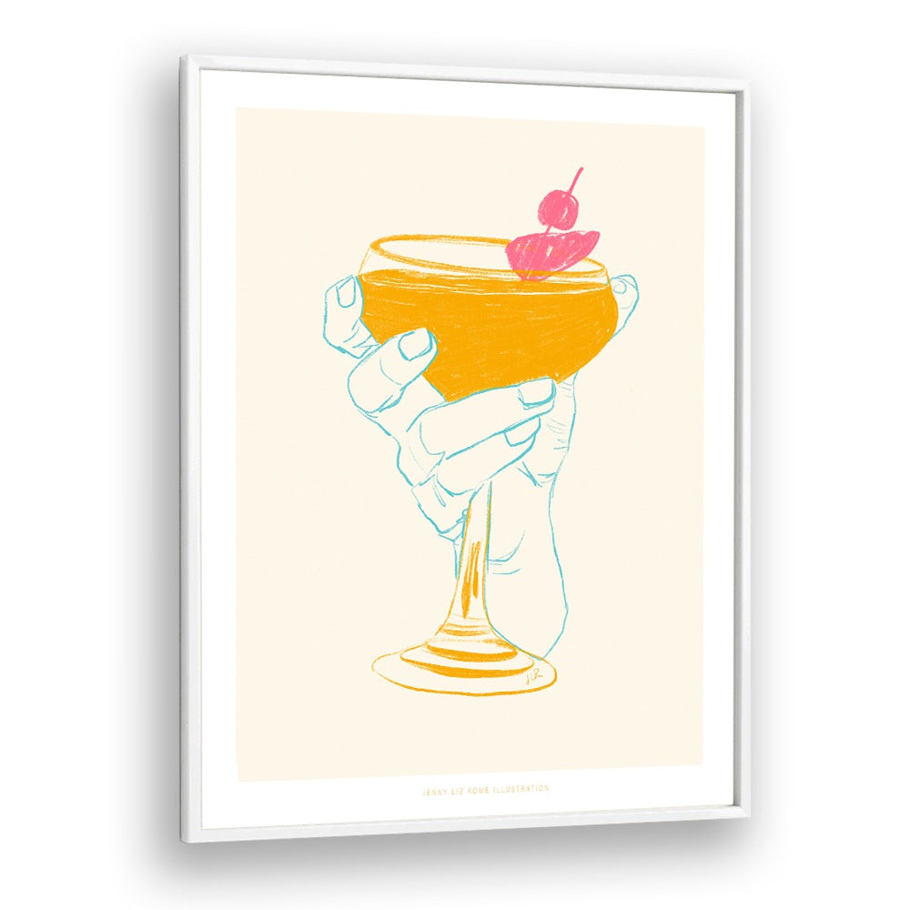 jlr cocktail i cafe art prints in White Plain Frame