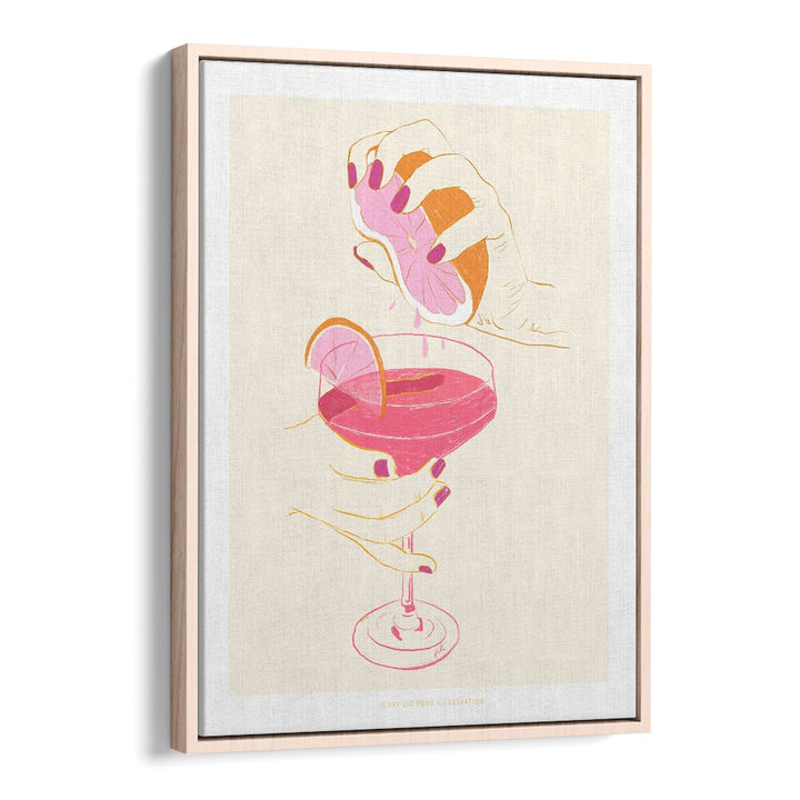 jlr cocktail ii cafe art prints in Oak Wood Floater Frame