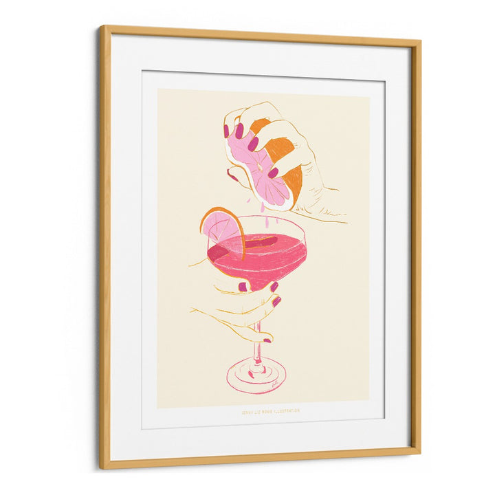 jlr cocktail ii cafe art prints in Oak Wood Frame With Mount