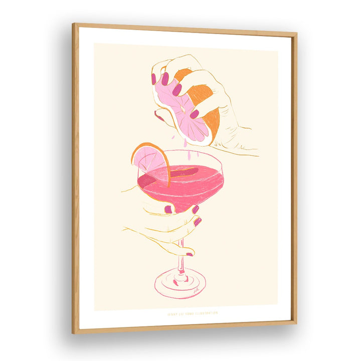 jlr cocktail ii cafe art prints in Oak Wood Plain Frame