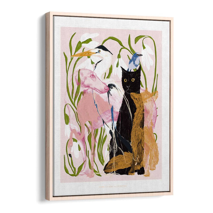 jlr collage ii portraits & figurative illustrations in Oak Wood Floater Frame