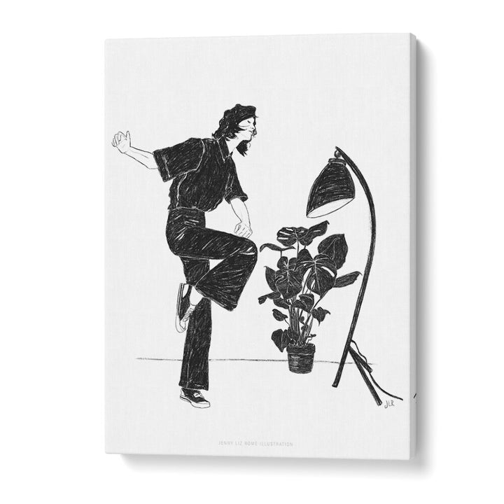 jlr dancing at home iv black and white portraits-figurative illustrations in Gallery Wrap