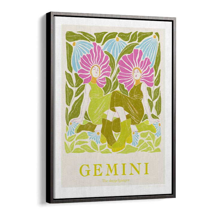 jlr gemini portraits-figurative illustrations in Black Floater Frame