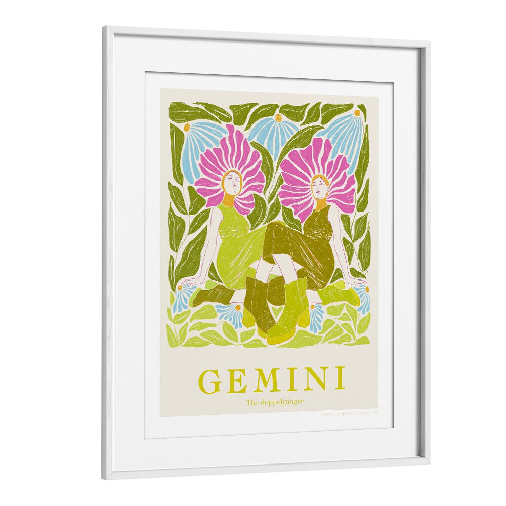 jlr gemini portraits-figurative illustrations in White Frame With Mount