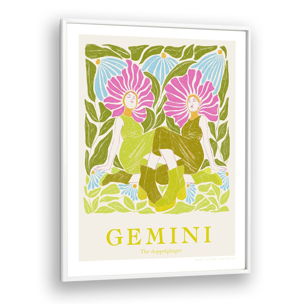 jlr gemini portraits-figurative illustrations in White Plain Frame