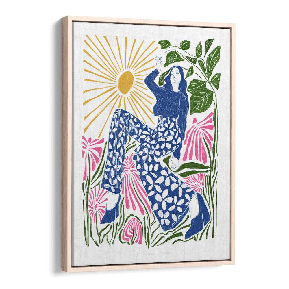 jlr gloria portraits-figurative illustrations in Oak Wood Floater Frame