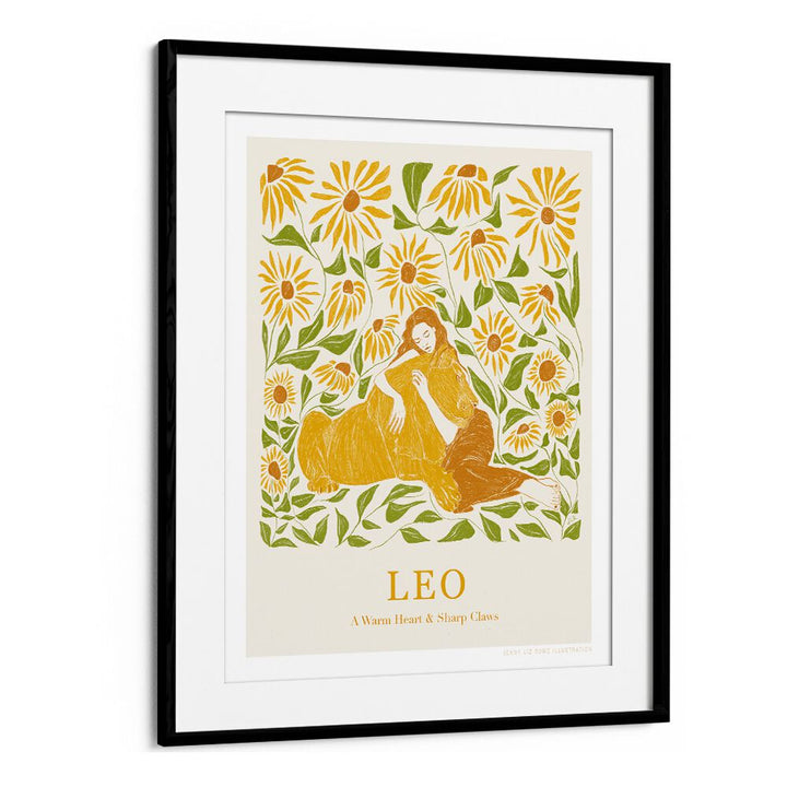 jlr leo portraits-figurative illustrations in Black Frame With Mount