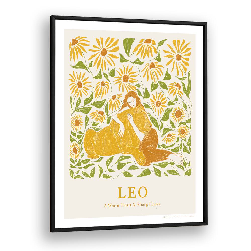 jlr leo portraits-figurative illustrations in Black Plain Frame