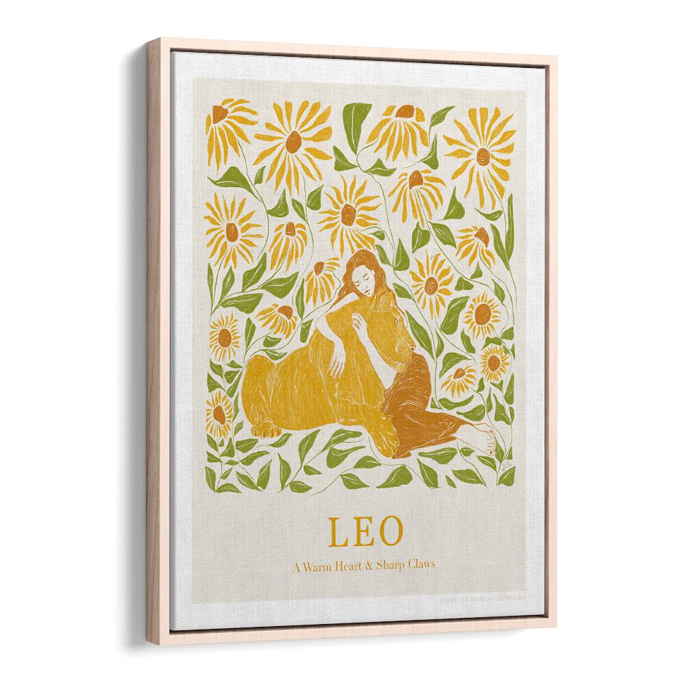 jlr leo portraits-figurative illustrations in Oak Wood Floater Frame