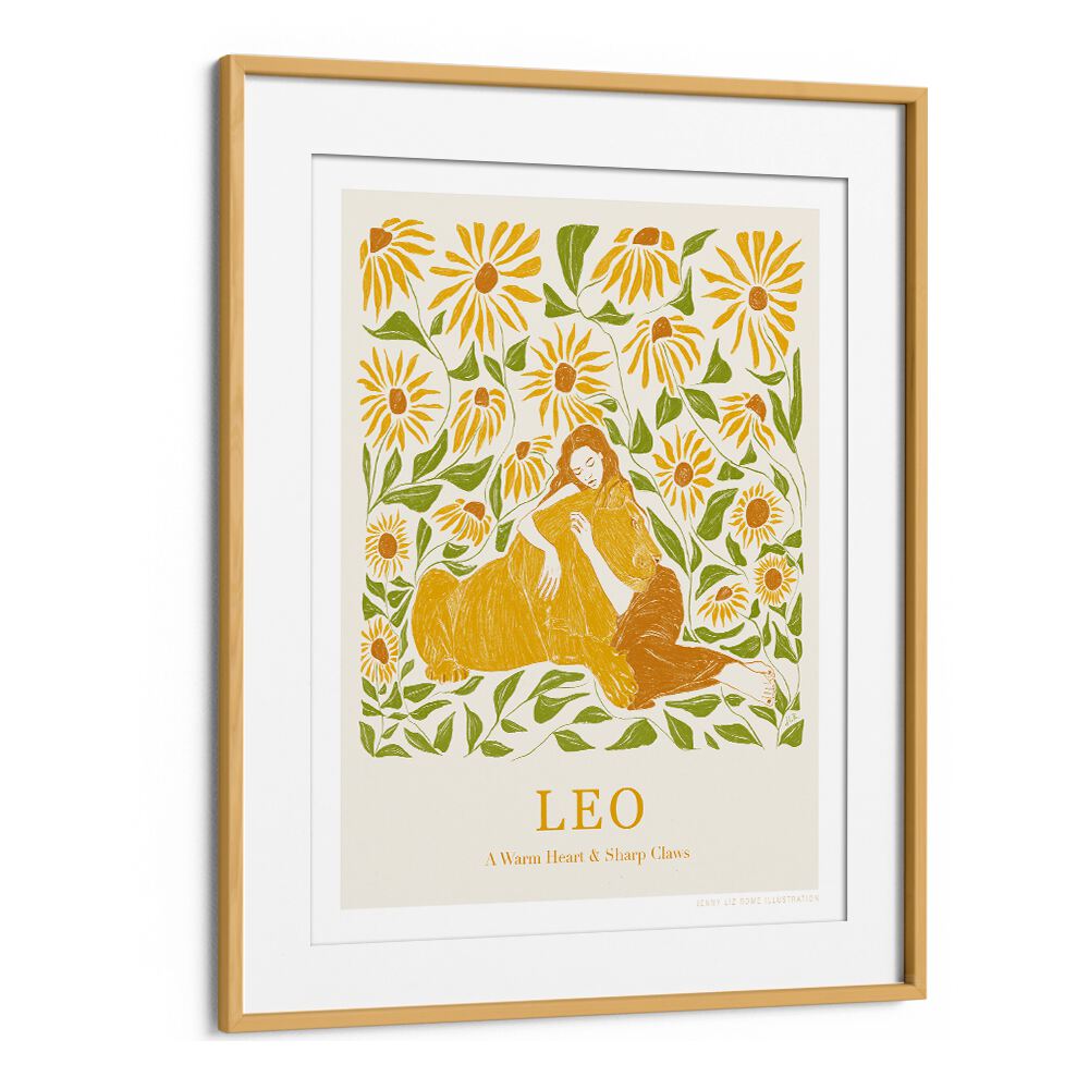 jlr leo portraits-figurative illustrations in Oak Wood Frame With Mount