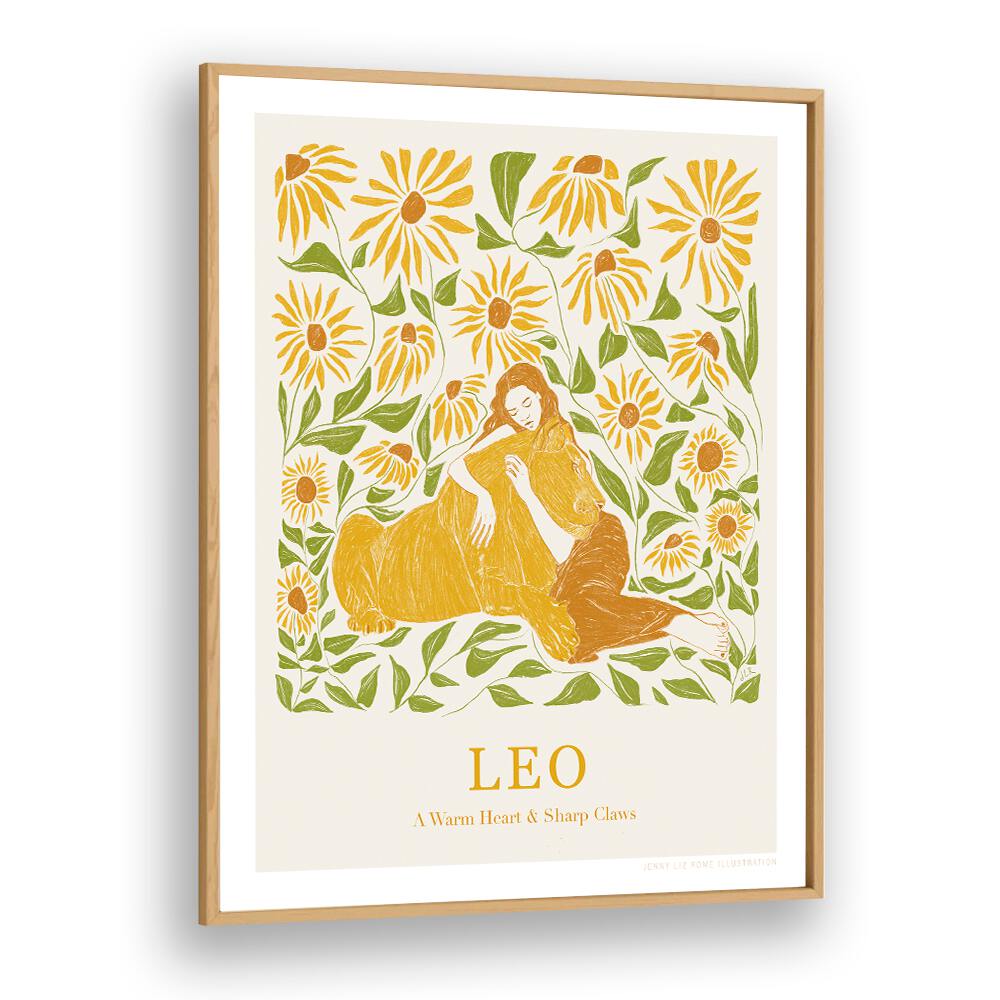 jlr leo portraits-figurative illustrations in Oak Wood Plain Frame